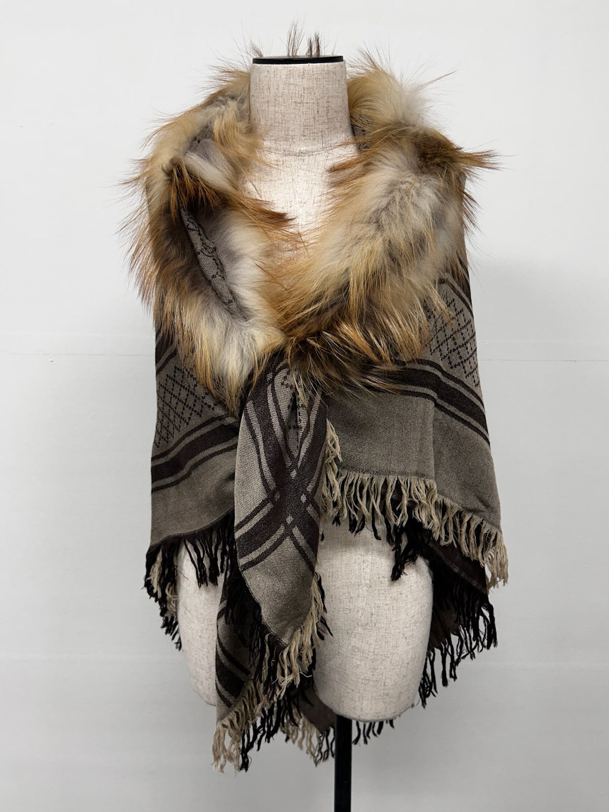Gucci Fur Trimmed Shawl with Box