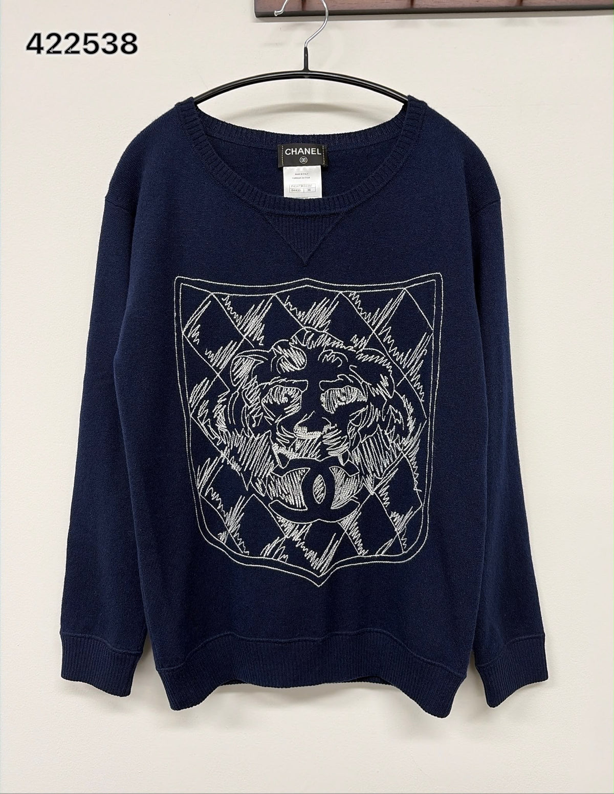 Chanel Blue CC logo lion sweater