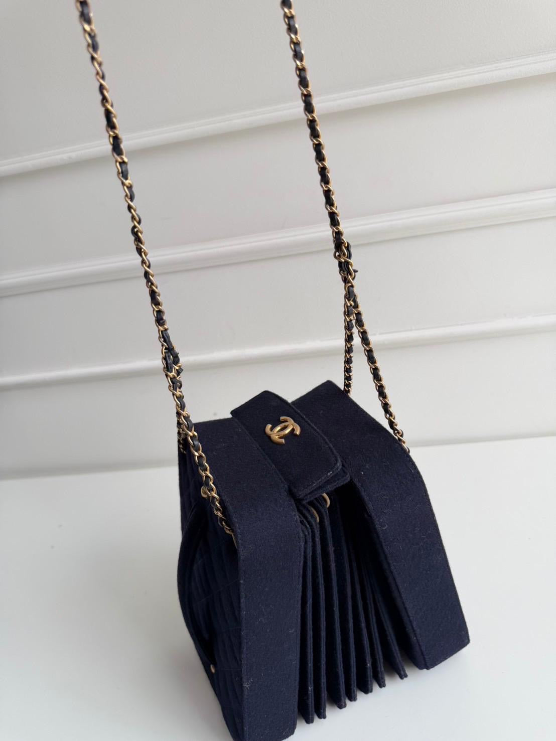 Rare Chanel Navy Accordion Bag from Paris-Edinburgh collection