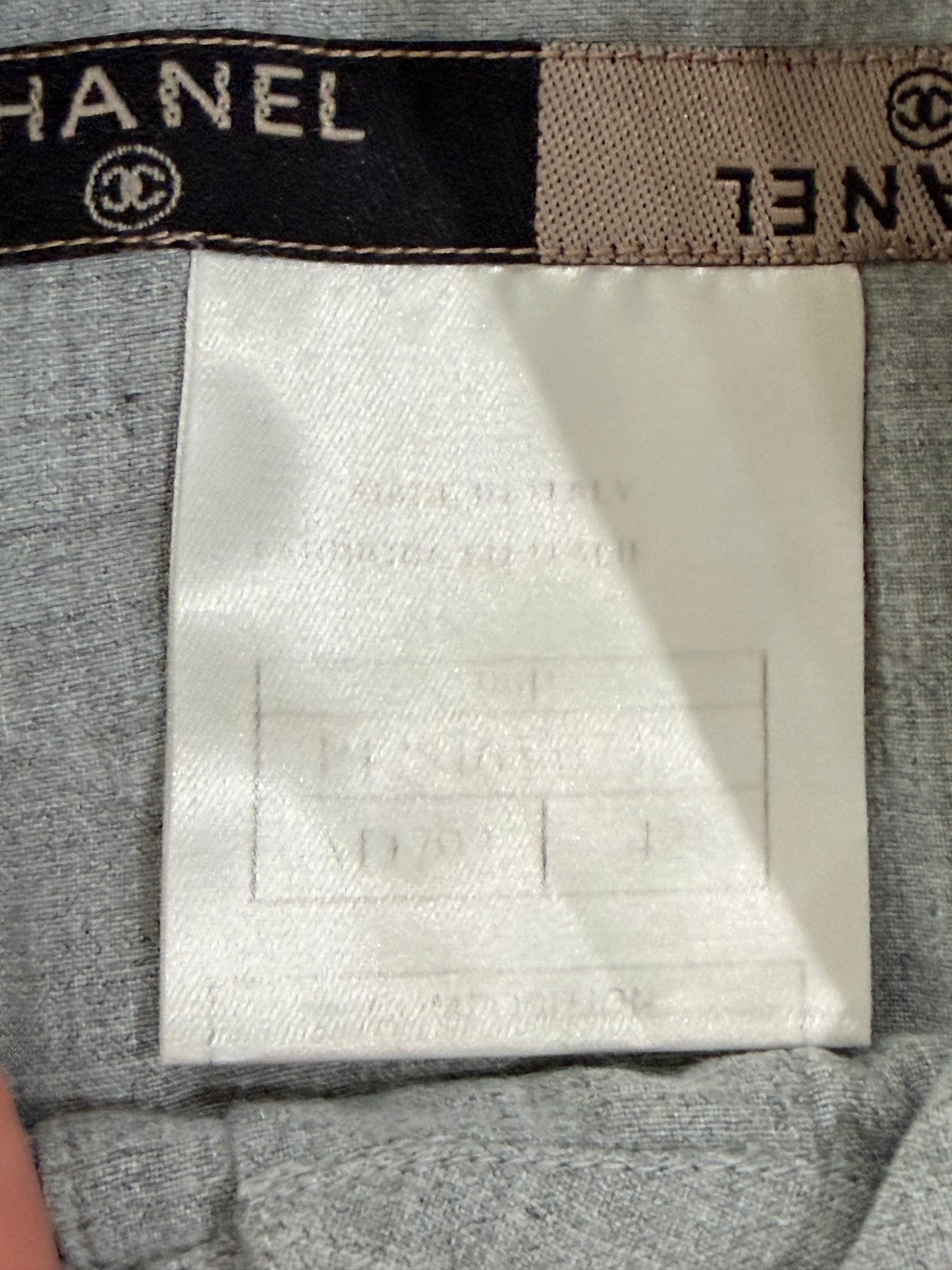 Chanel Grey Short sleeve button down with logo