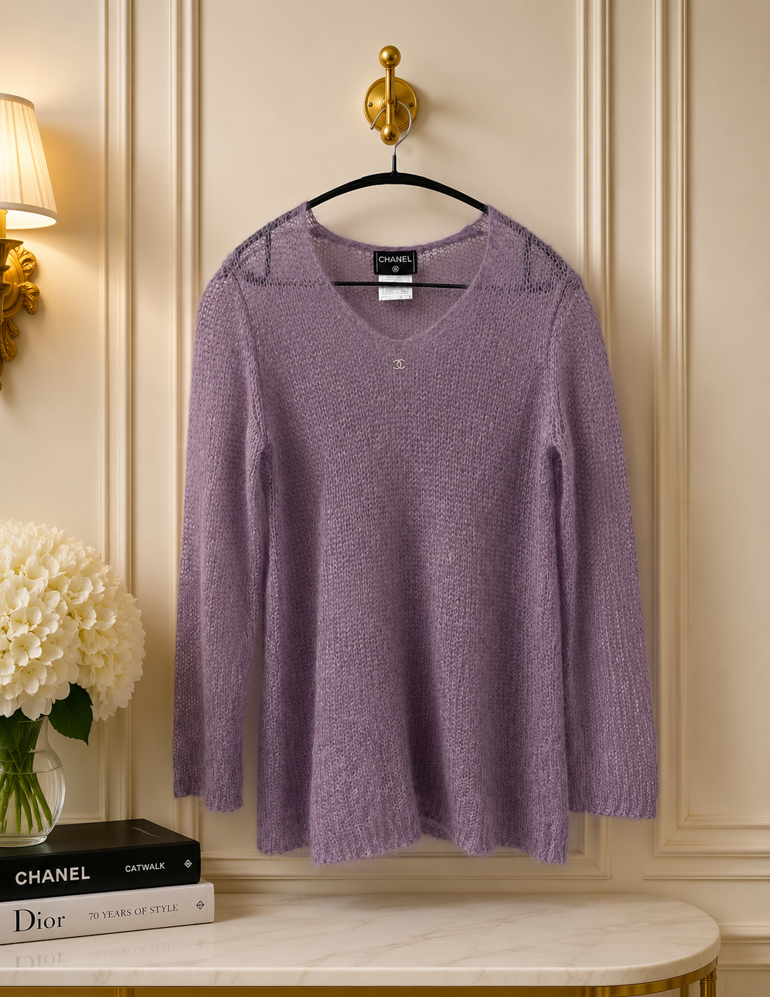 Chanel purple loose fit knit sweater
