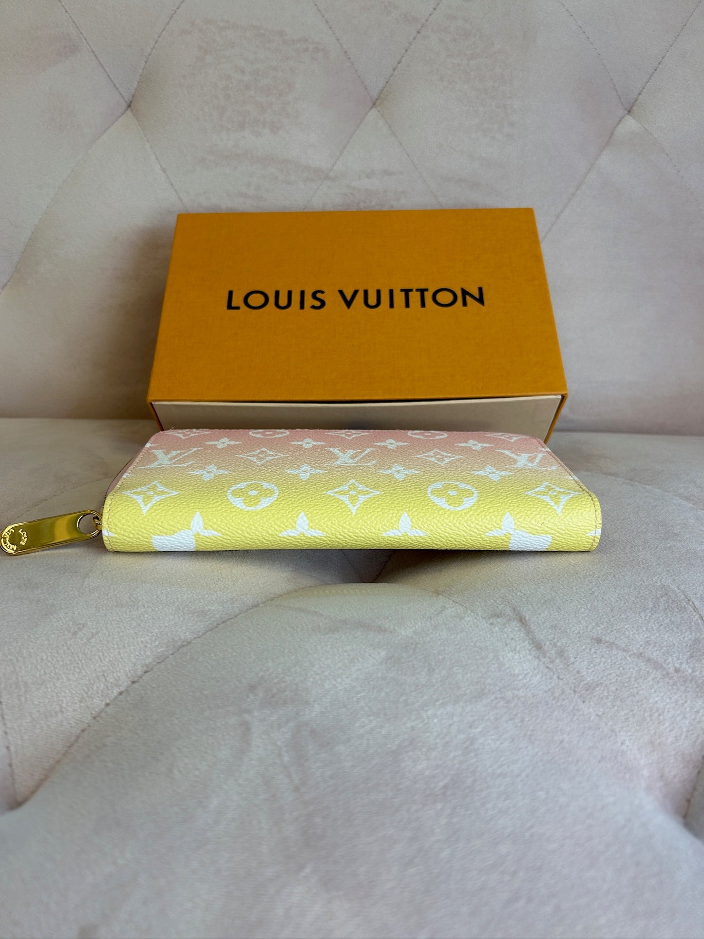 LOUIS VUITTON LV GHW Zippy Wallet Monogram By The Pool Pink/Yellow