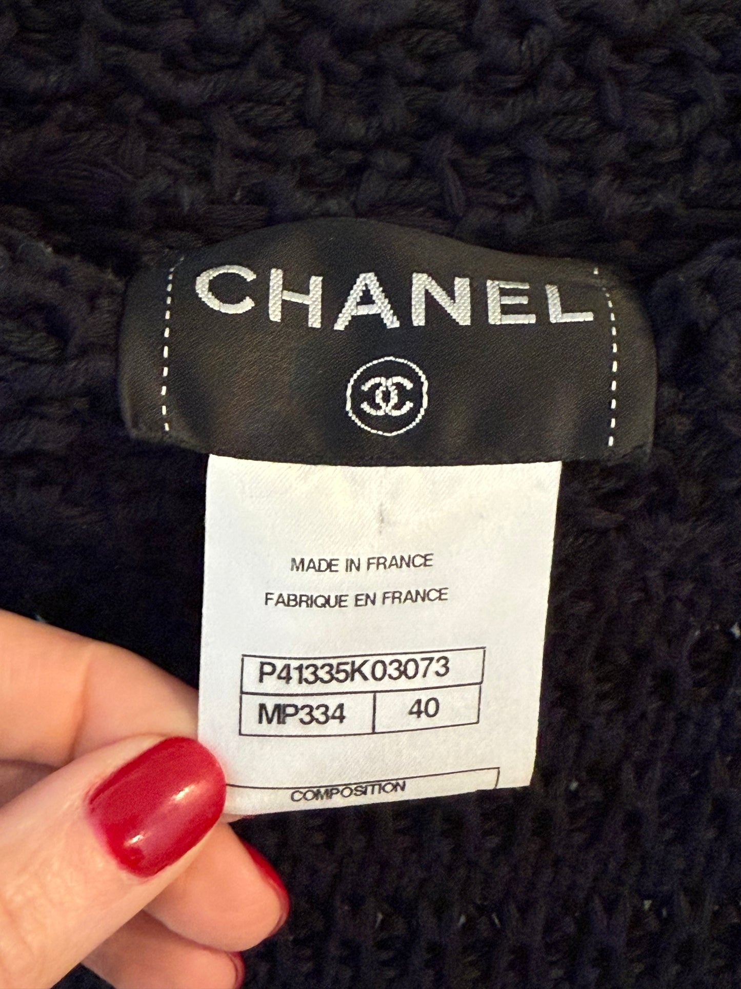 Chanel Spring 2011 Black Crochet 3/4 Sleeve Sweater FR 40