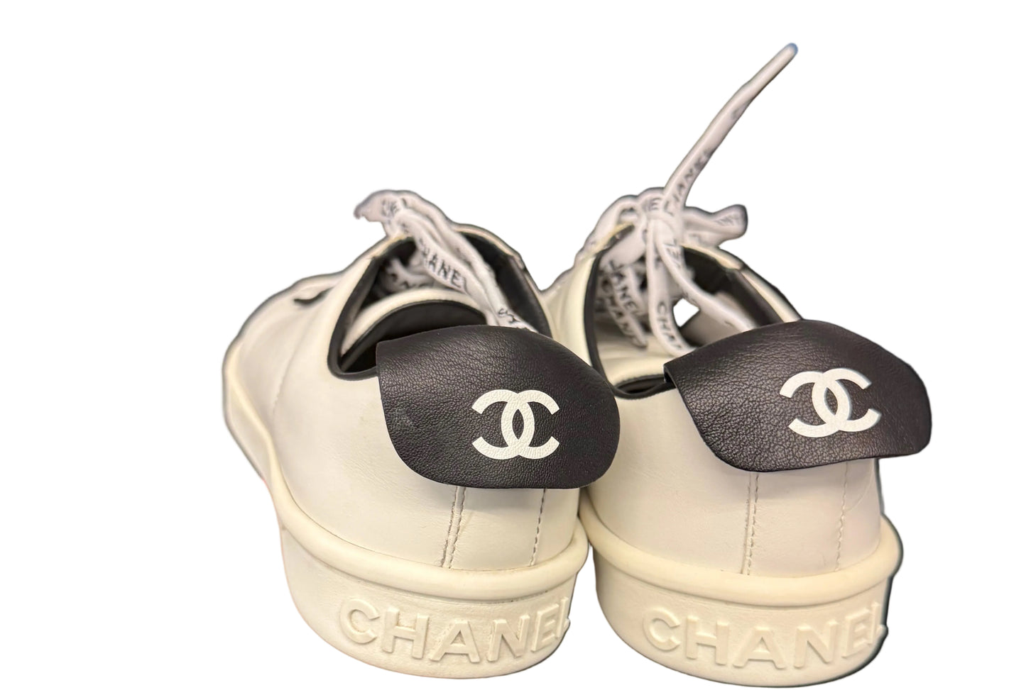 Chanel Sneakers with Logo shoelaces and CC logo on back