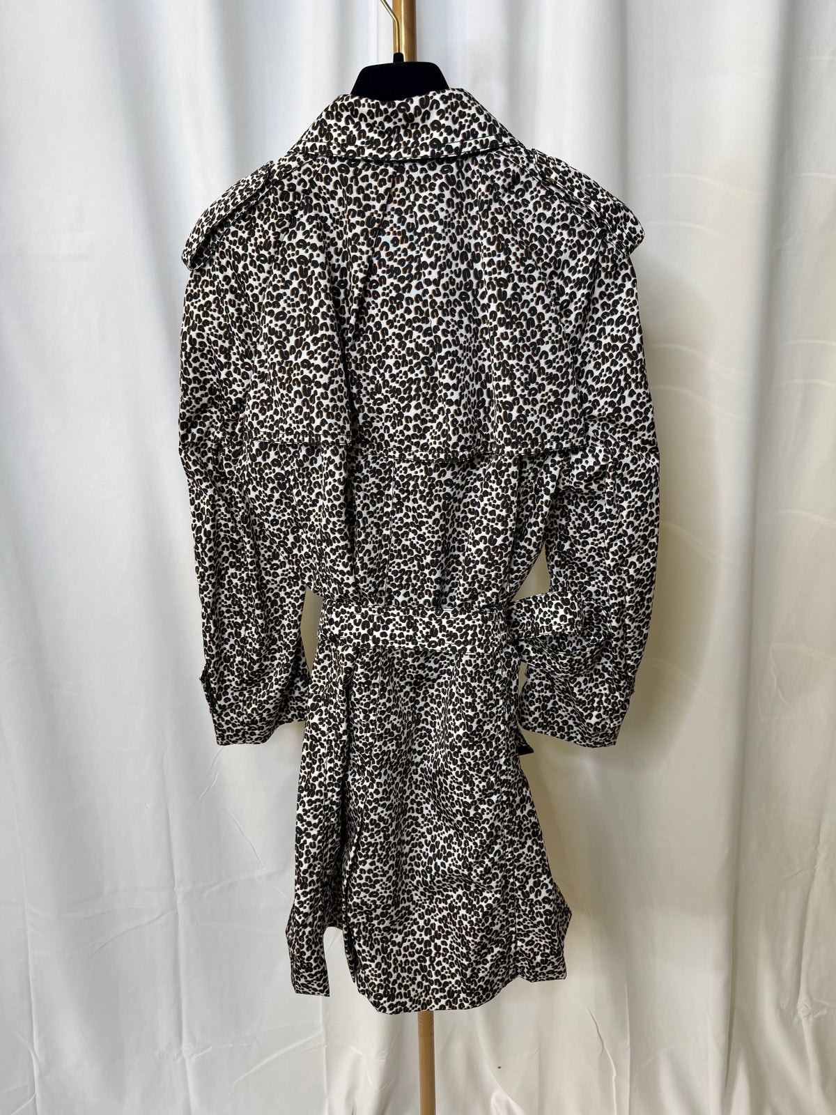 LOUIS VUITTON Vintage Nylon Trench Coat Leopard Print Brown Women's