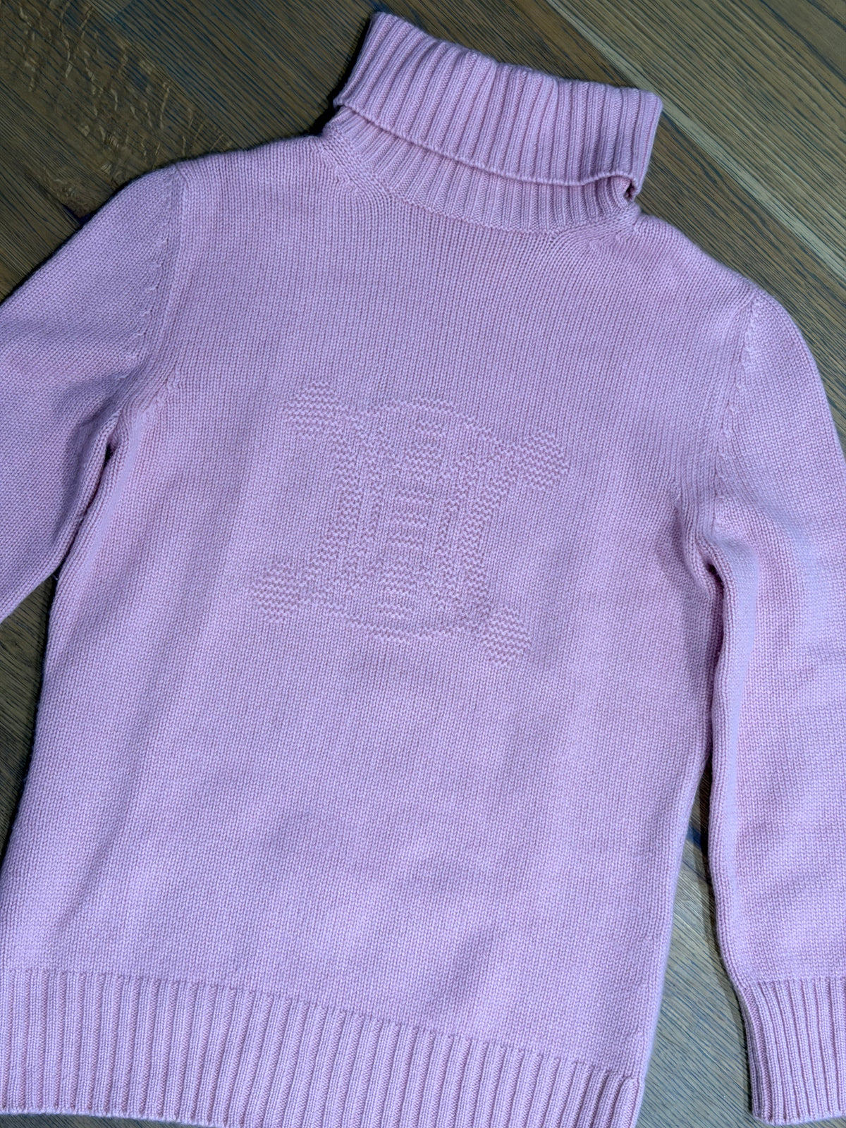 Celine Triomphe Logo Turtleneck Sweater in Pink