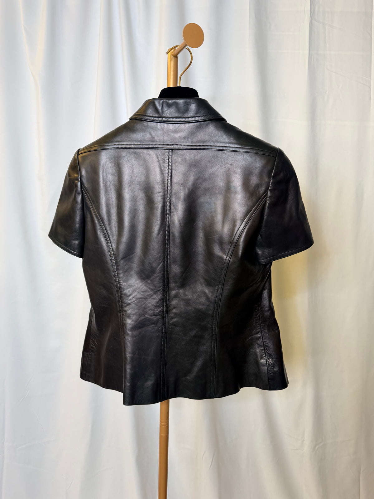Chanel Leather 97C Fr 42 Short Sleeve Jacket