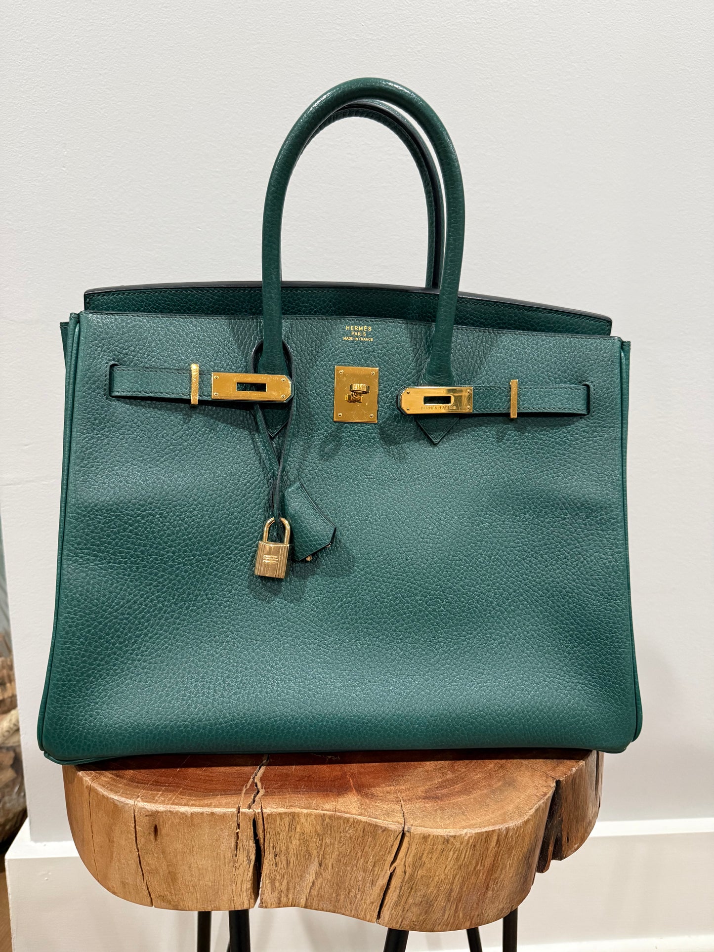 Vintage Hermès Birkin 35 Vert Anglais Ardennes Gold Hardware 1993