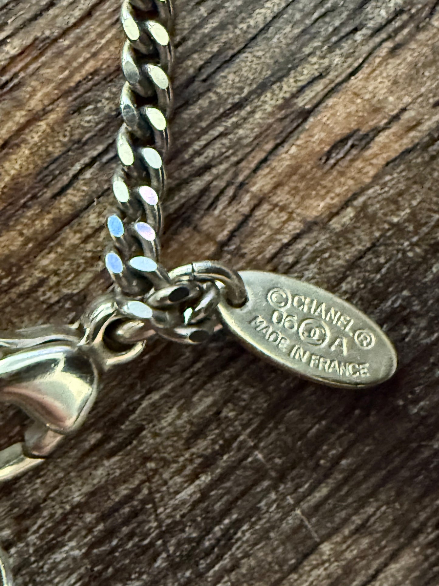 CHANEL CC Logo Chain Necklace Pendant Imitation Pearl 06A Silver France