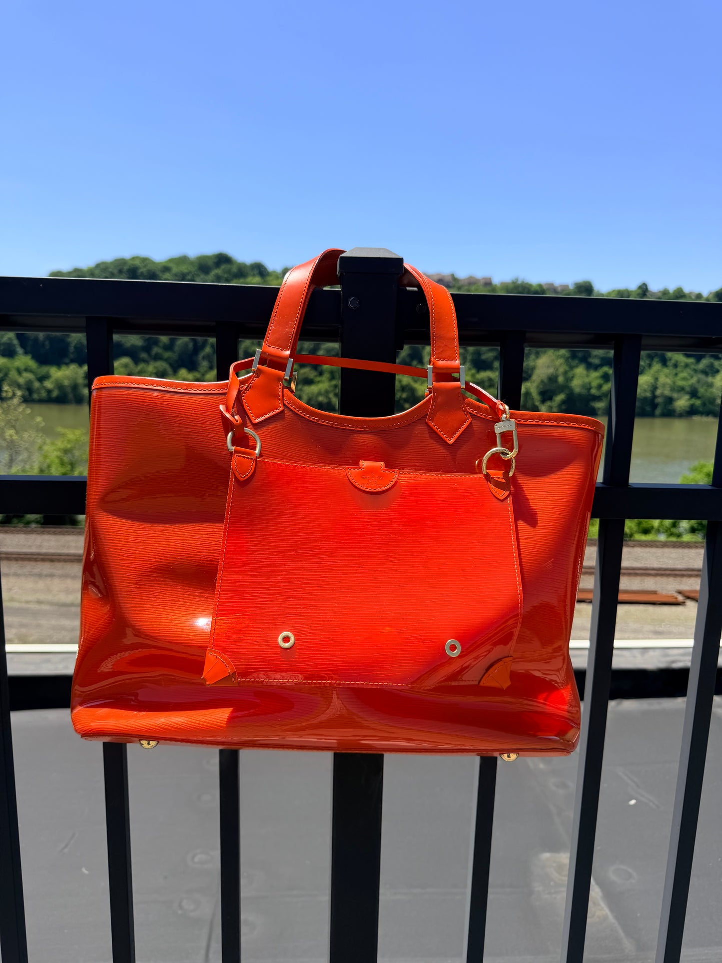 Louis Vuitton Epi Plage Lagoon Bay handbag in a vibrant orange