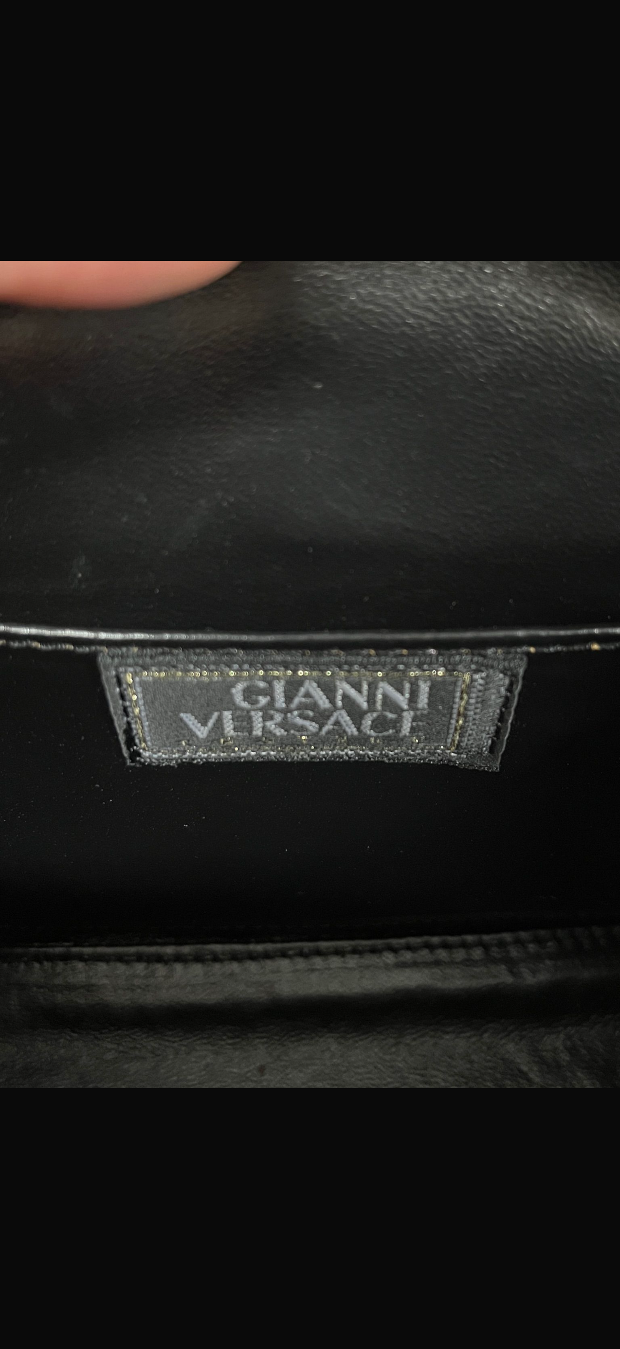 Versace black leather gold tone hardware Mini Tribute Medallion Tote