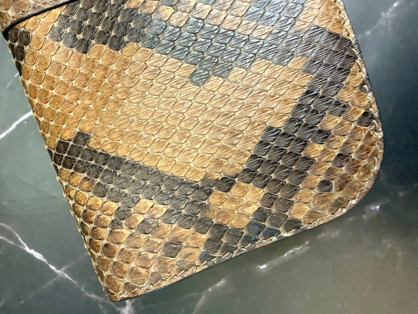 Gucci Brown Python Clutch with dustbag