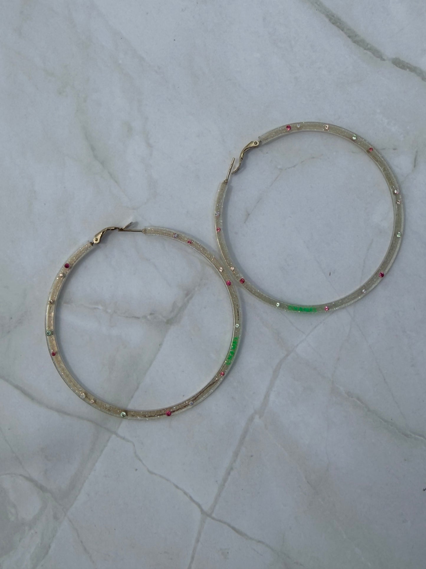 CHANEL Lucite Multi-Stone Hoop Earrings Runway