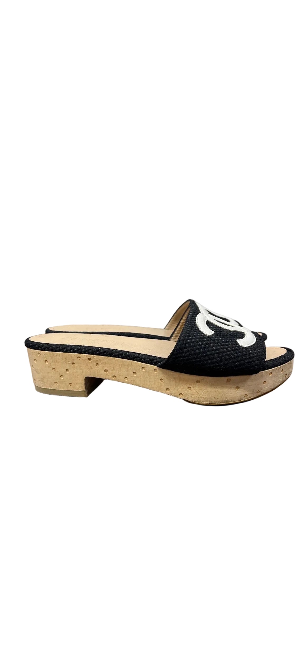 Chanel 38 1/2 Slides with big LOGO