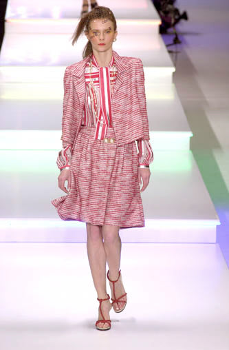Chanel Runway Pink Silver and Cream Skirt Set 01P Fr 38