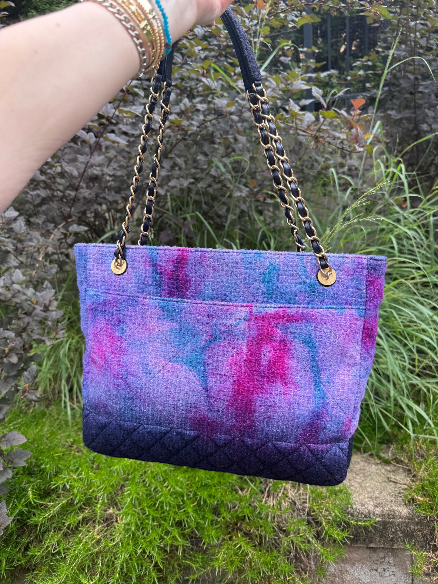 Chanel Large Tie-Dye Tweed Runway Shopping Tote 2020