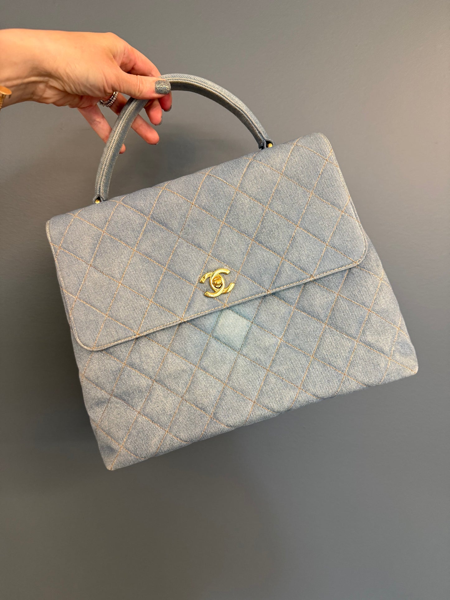 CHANEL Matelasse Kelly Handbag In Baby Blue SERIES 4