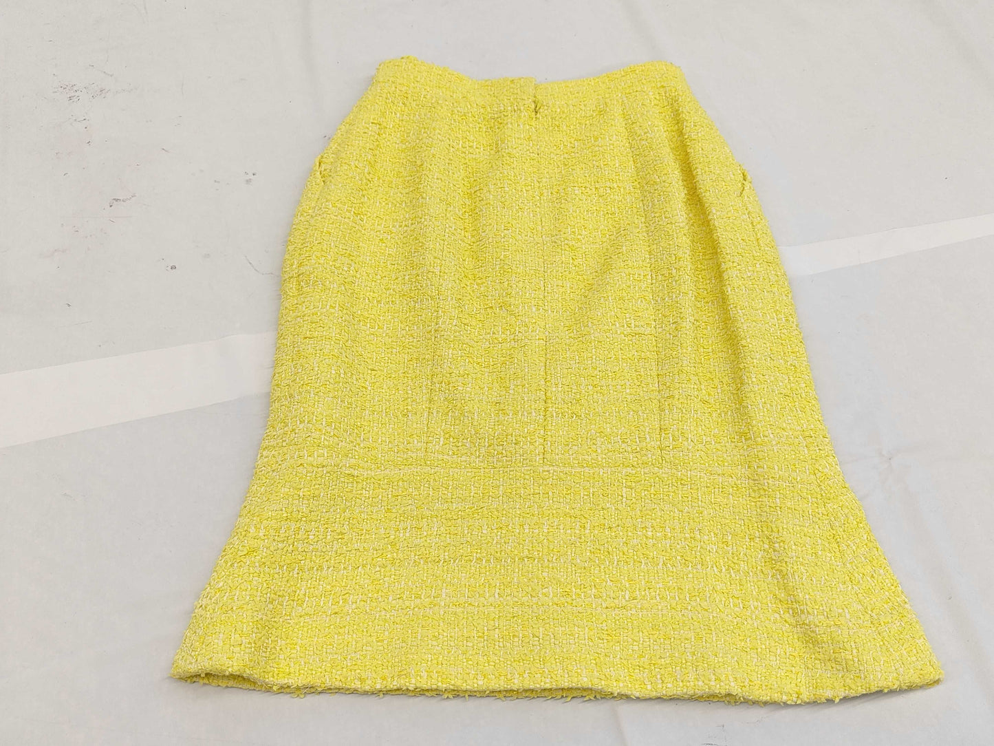 Chanel Yellow Tweed skirt with rhinestone CC charm logo