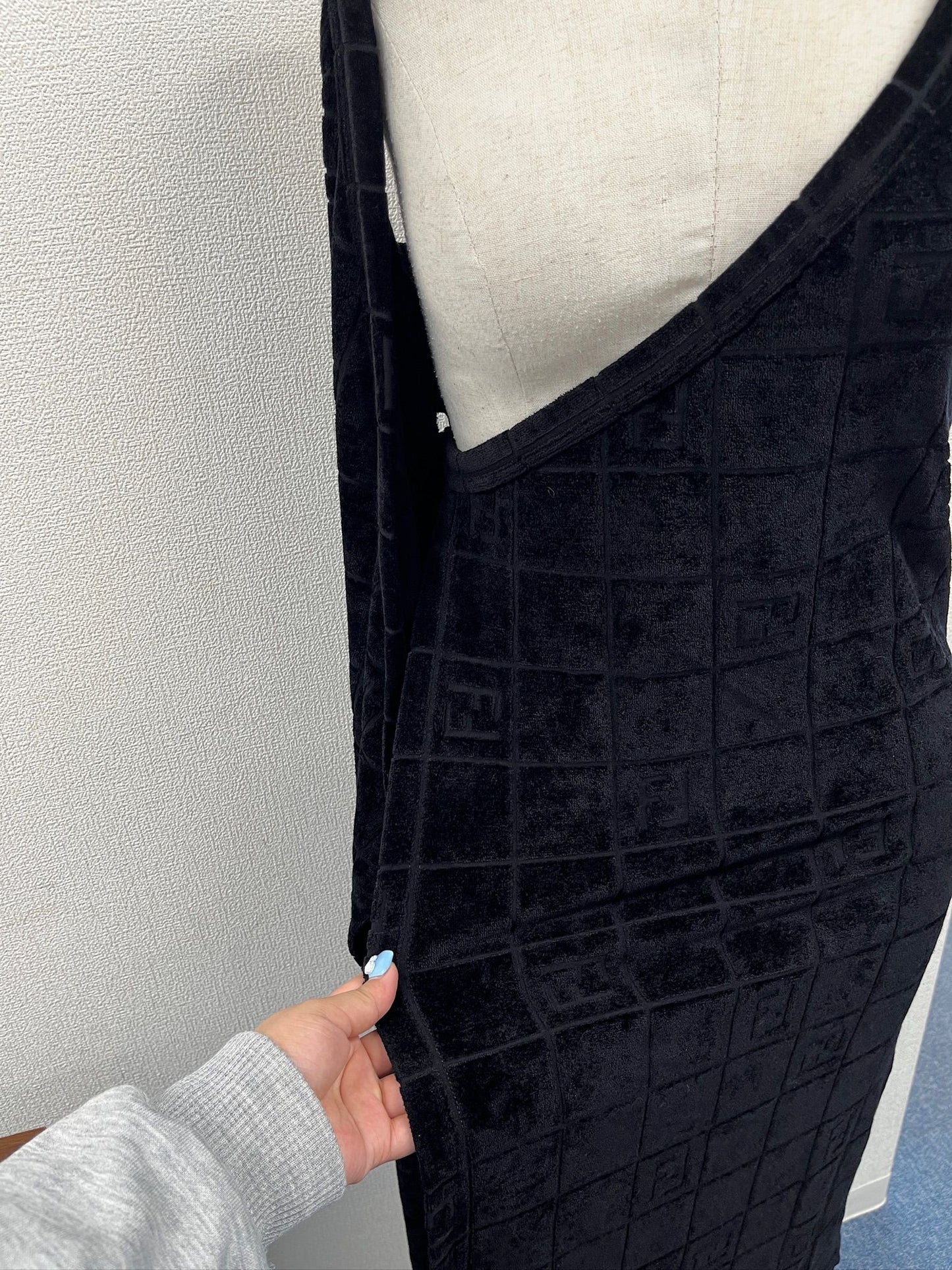 Fendi Velour Black Wrap Dress