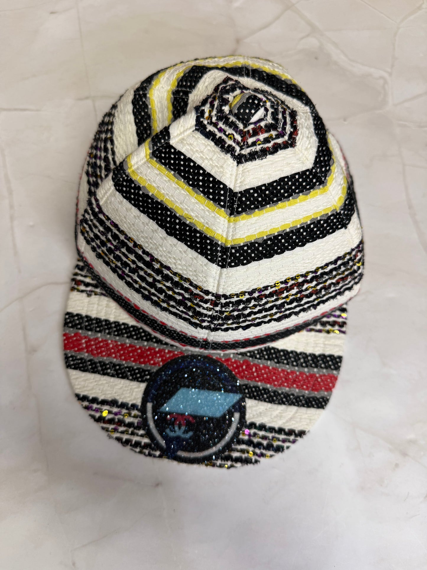 Chanel airline runway tweed embellished cap