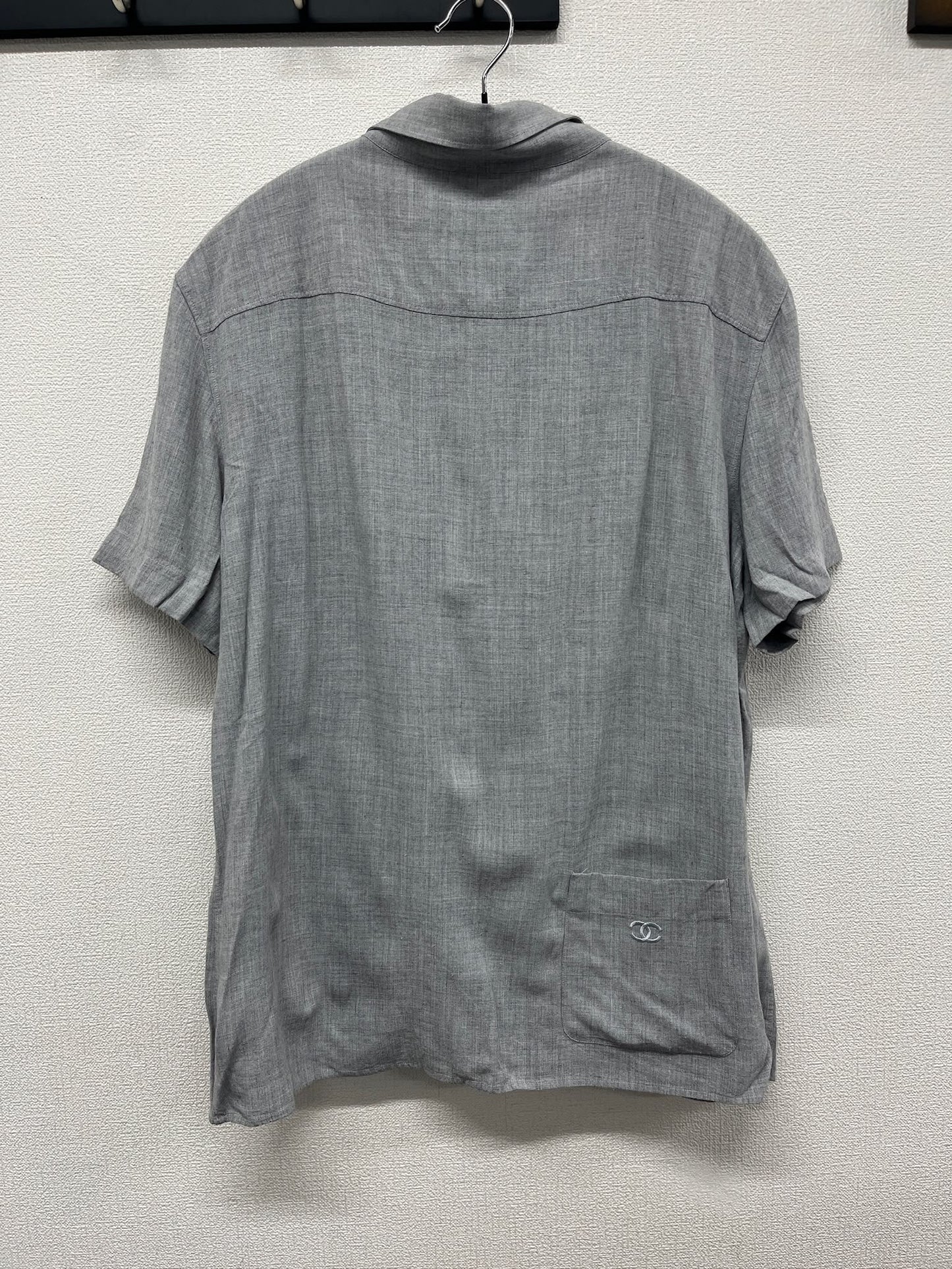 Chanel Grey Short sleeve button down with logo