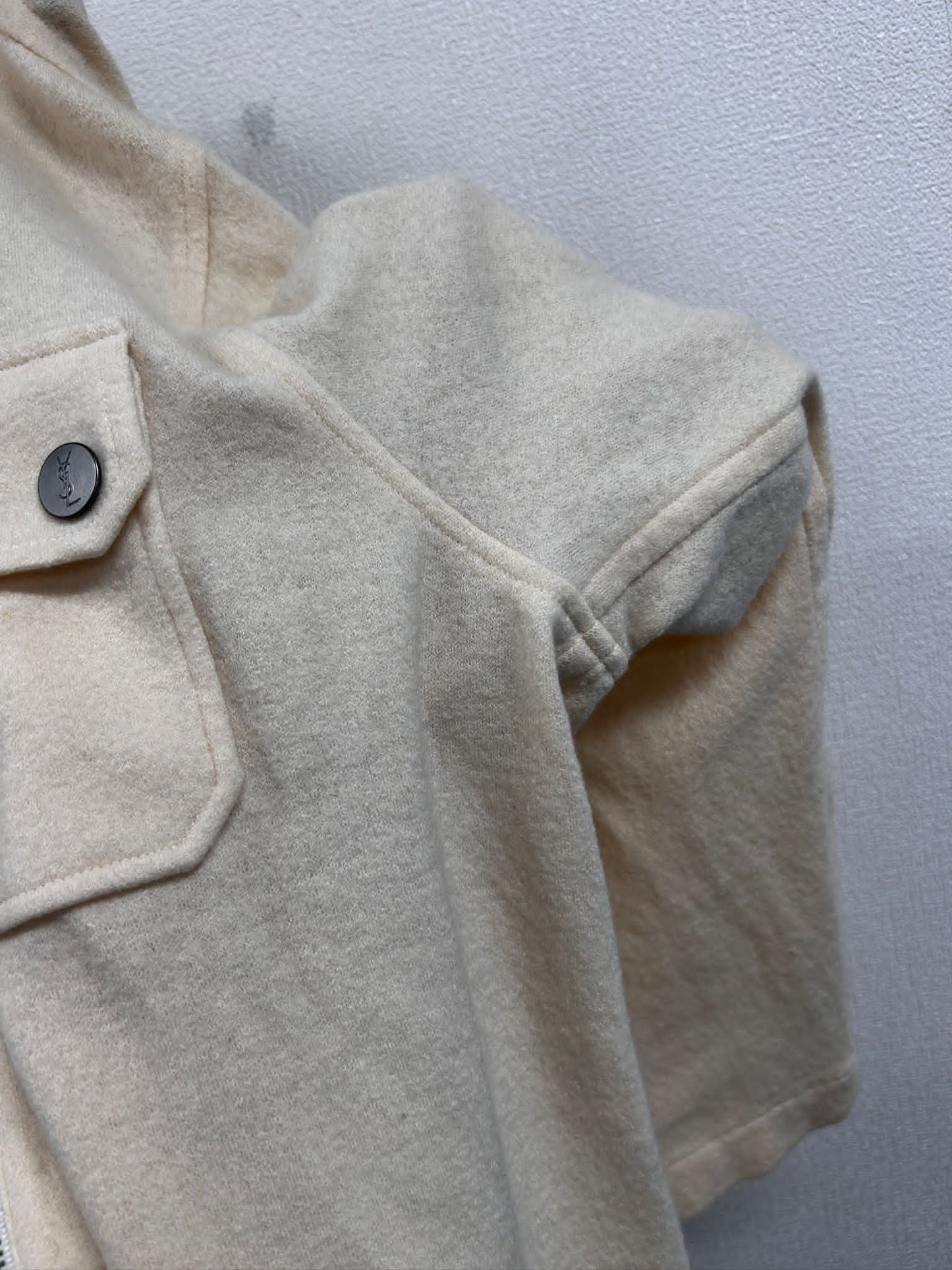 YSL Beige Logo Button hoodie jacket size L