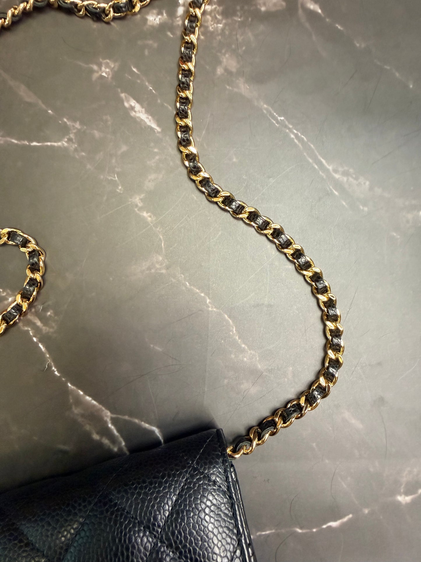 Chanel Black Caviar Classic Quilted Wallet On Chain (WOC) with Gold Hardware