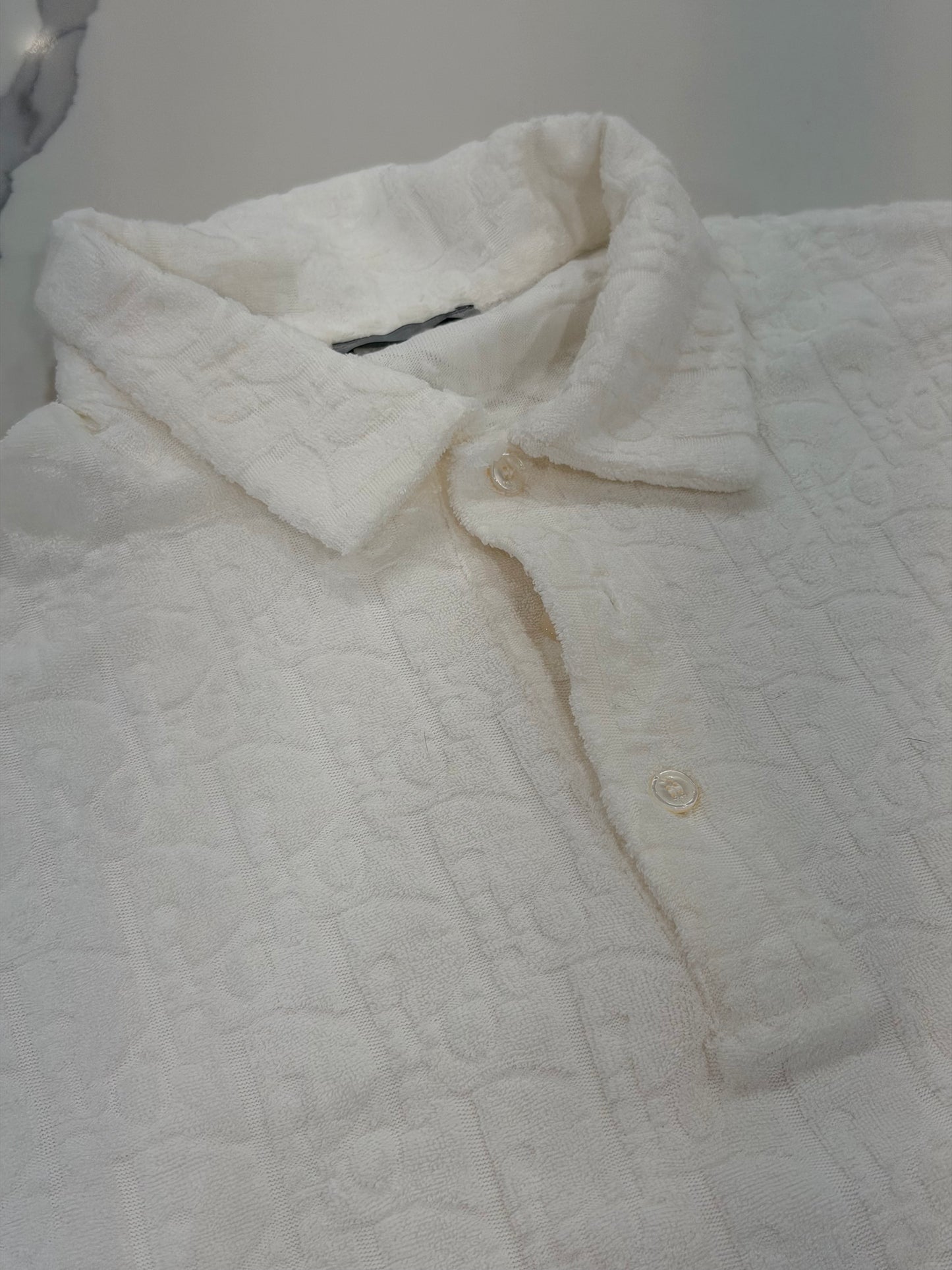 Dior (monogram) Off-White Terry Cotton Jacquard Polo