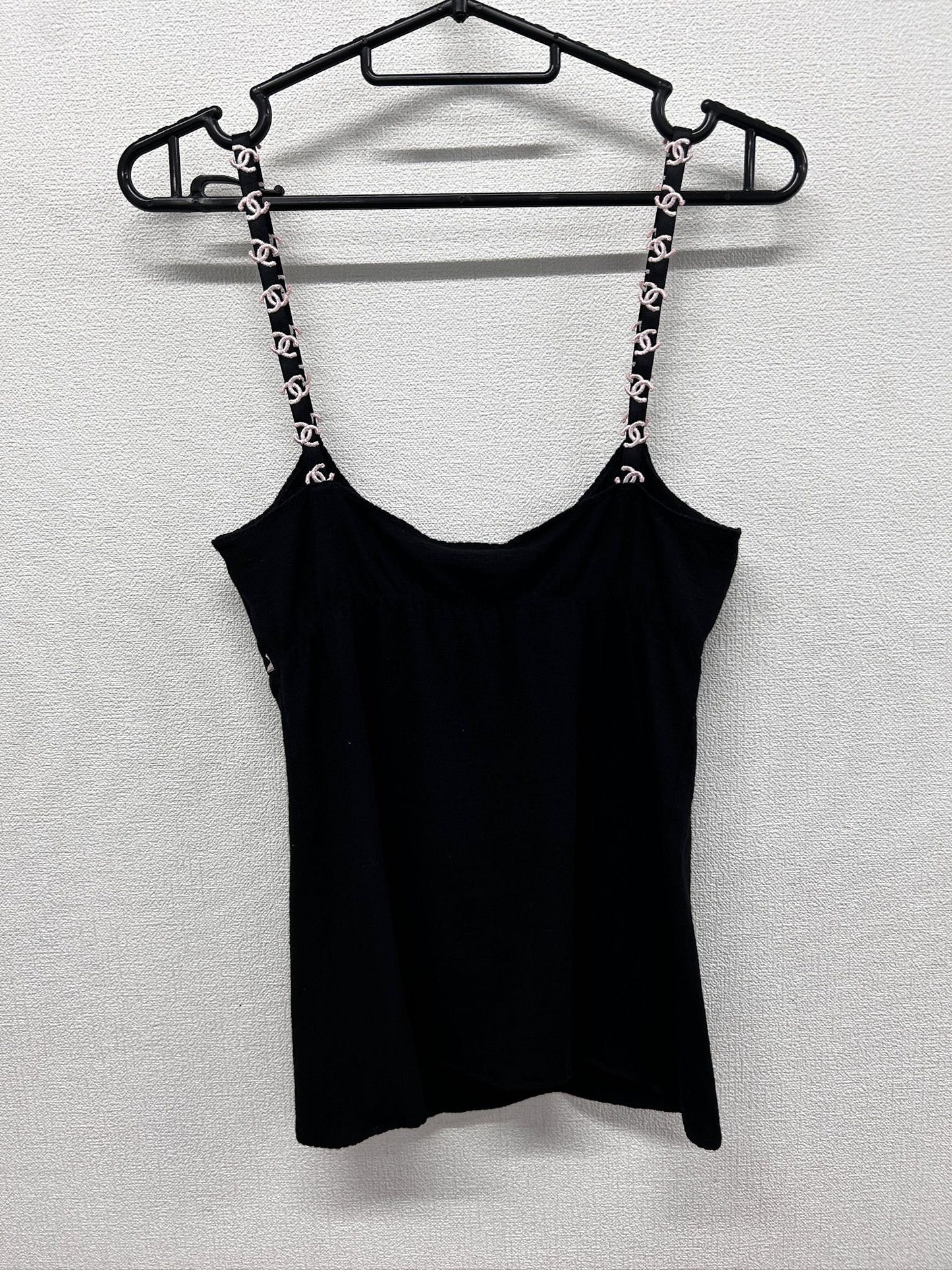 Chanel black cashmere Camisole with CC logo and stars from 05A