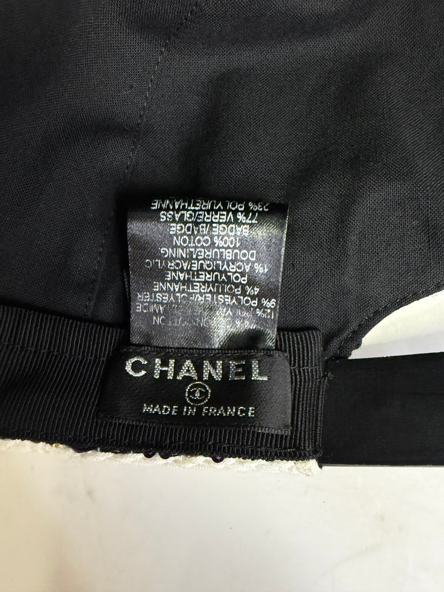 Chanel airline runway tweed embellished cap