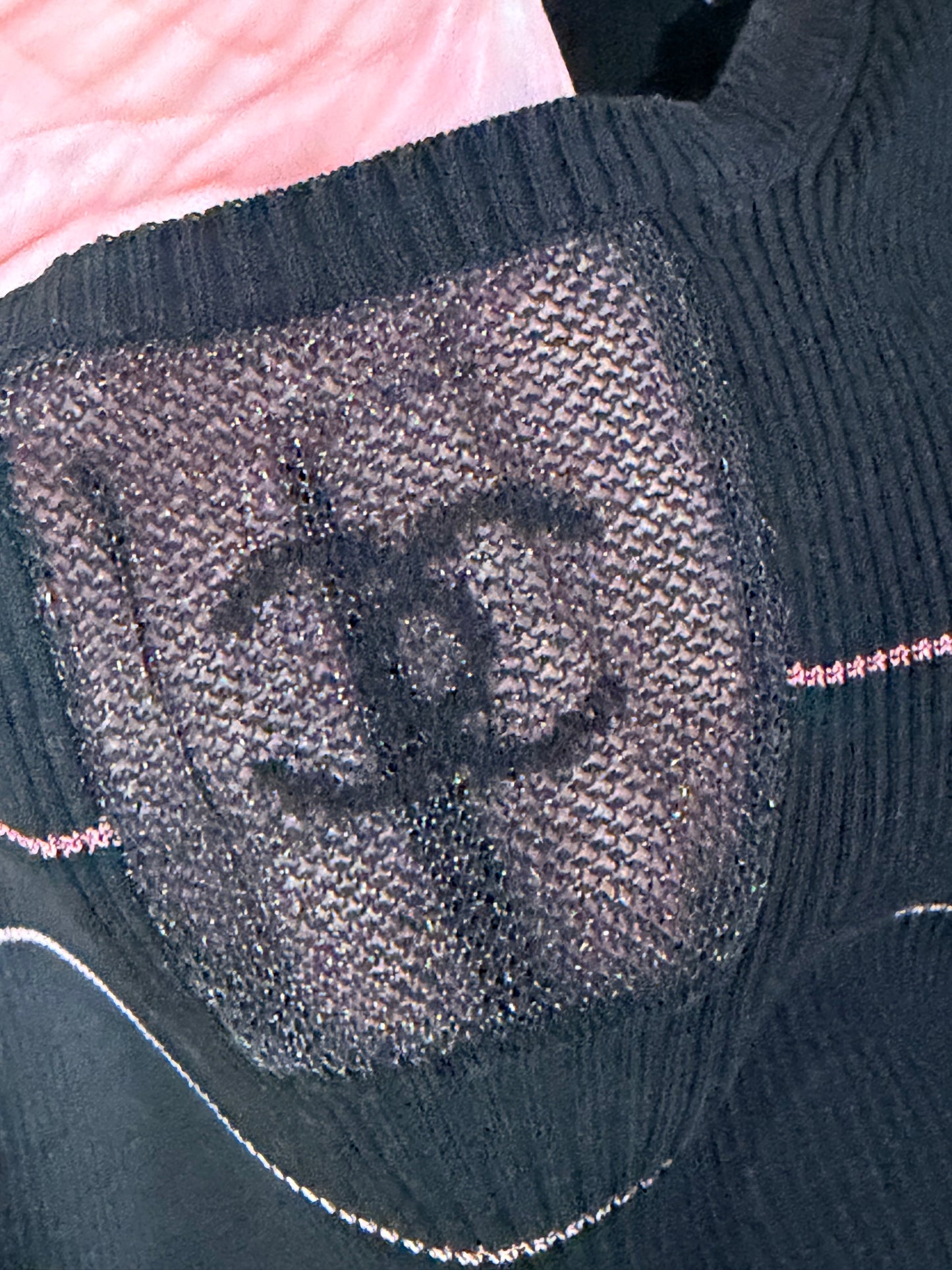 Chanel black tshirt with logo mesh detailing