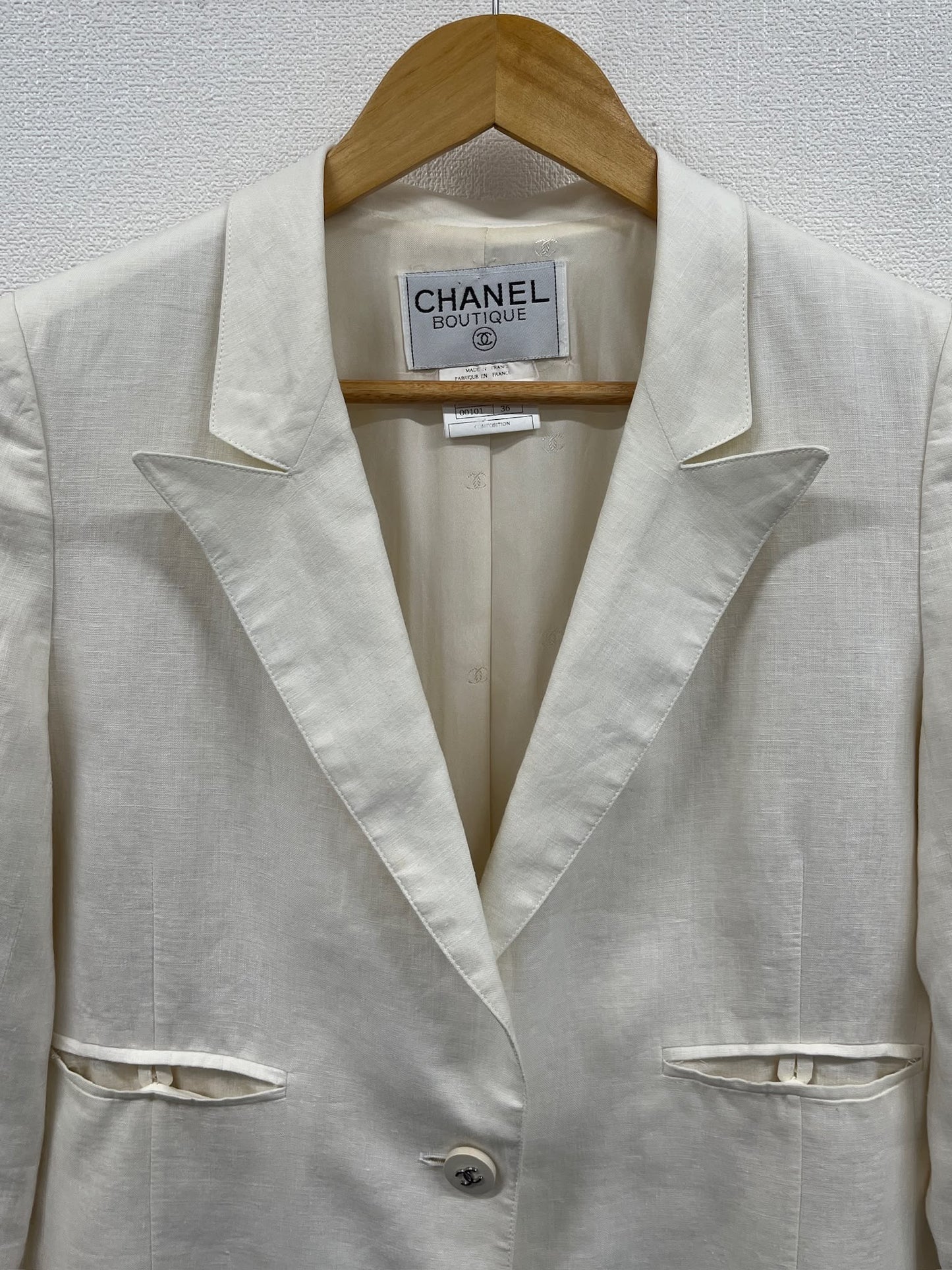 Chanel white linen blazer fr 36