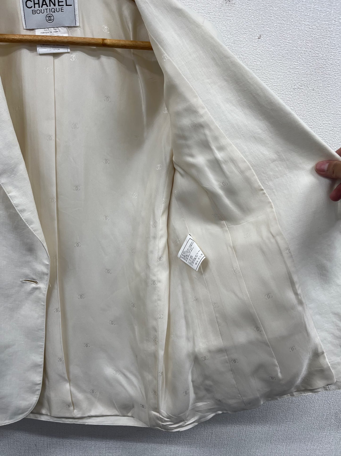 Chanel white linen blazer fr 36