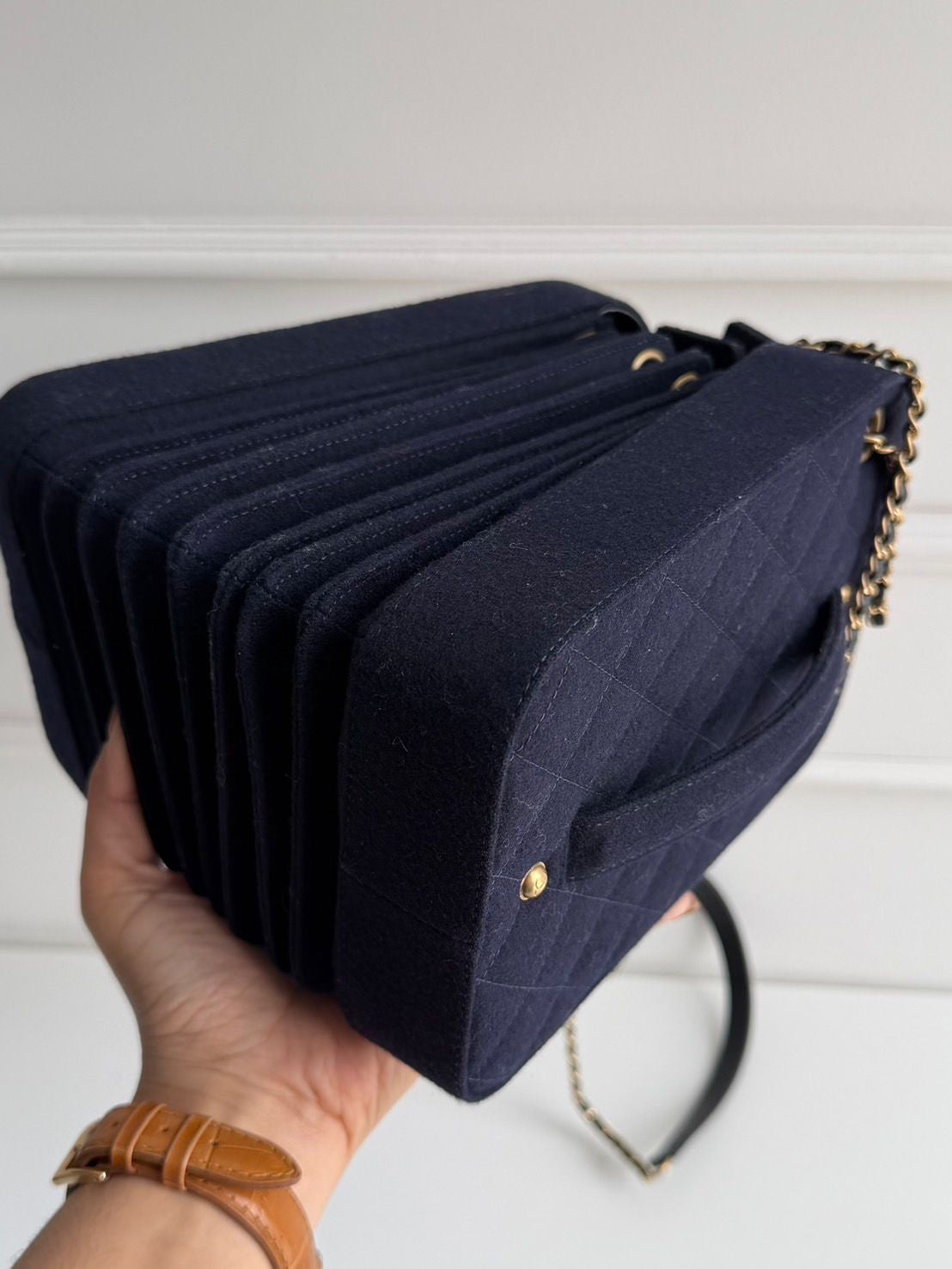 Rare Chanel Navy Accordion Bag from Paris-Edinburgh collection