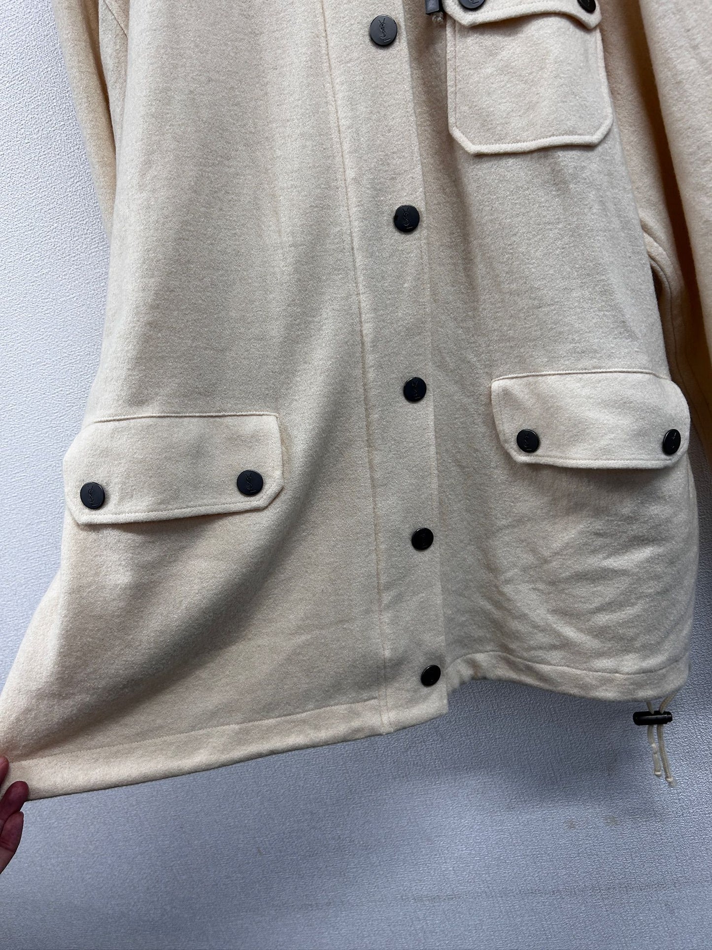 YSL Beige Logo Button hoodie jacket size L