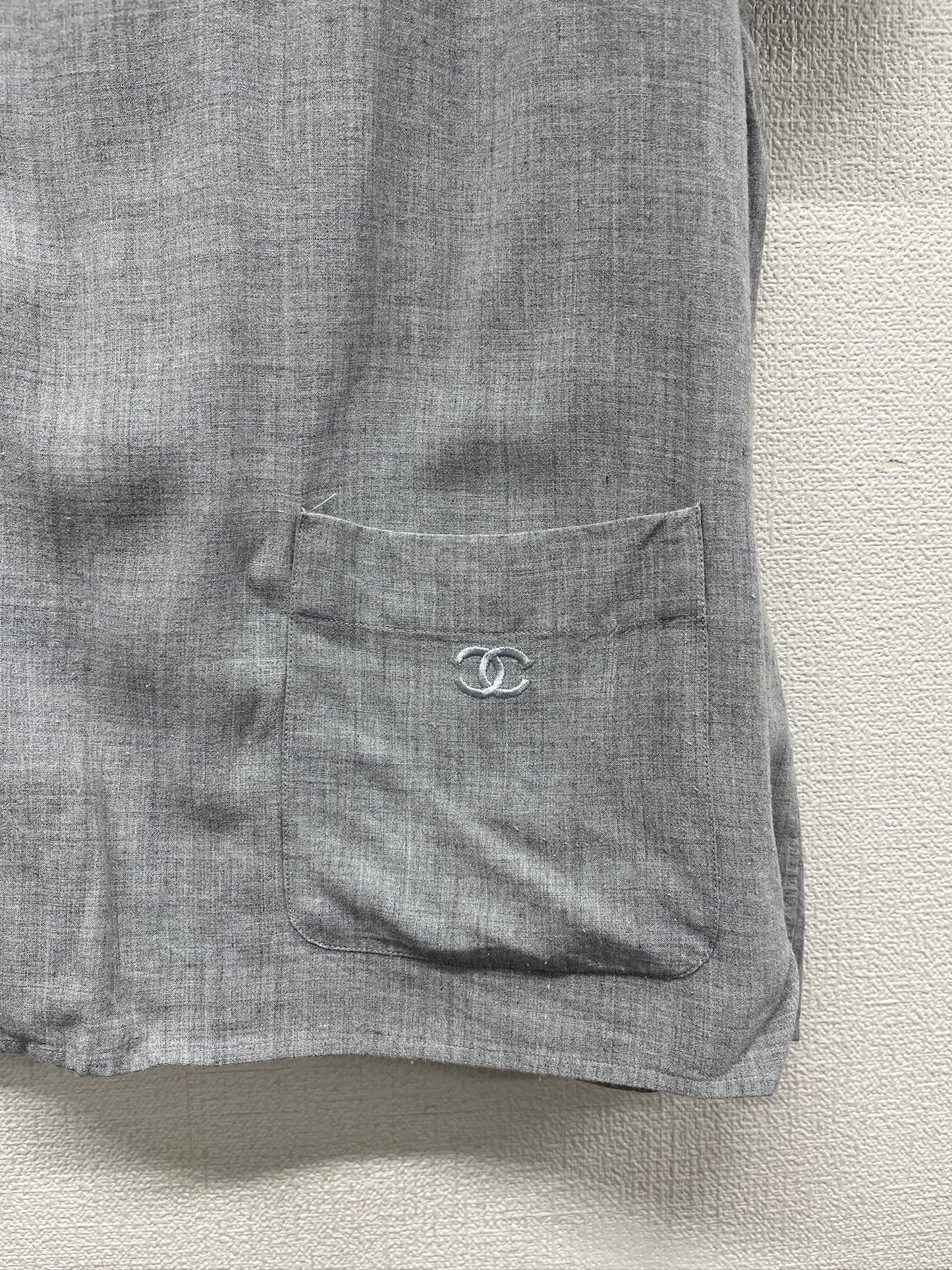 Chanel Grey Short sleeve button down with logo
