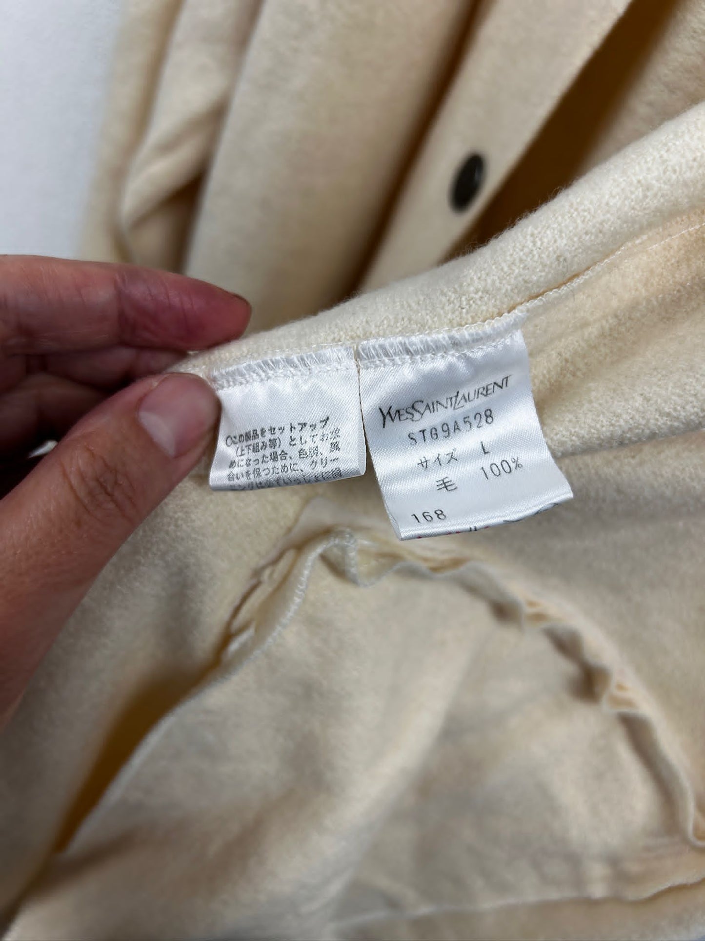 YSL Beige Logo Button hoodie jacket size L