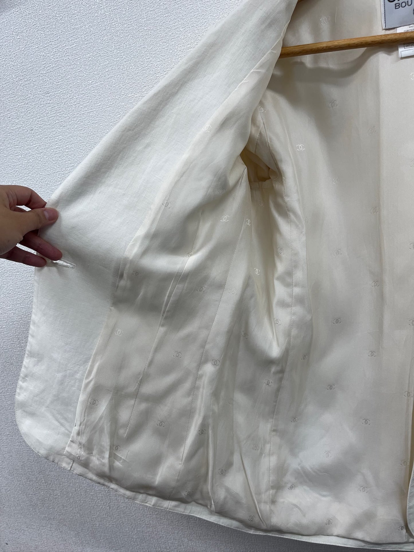 Chanel white linen blazer fr 36