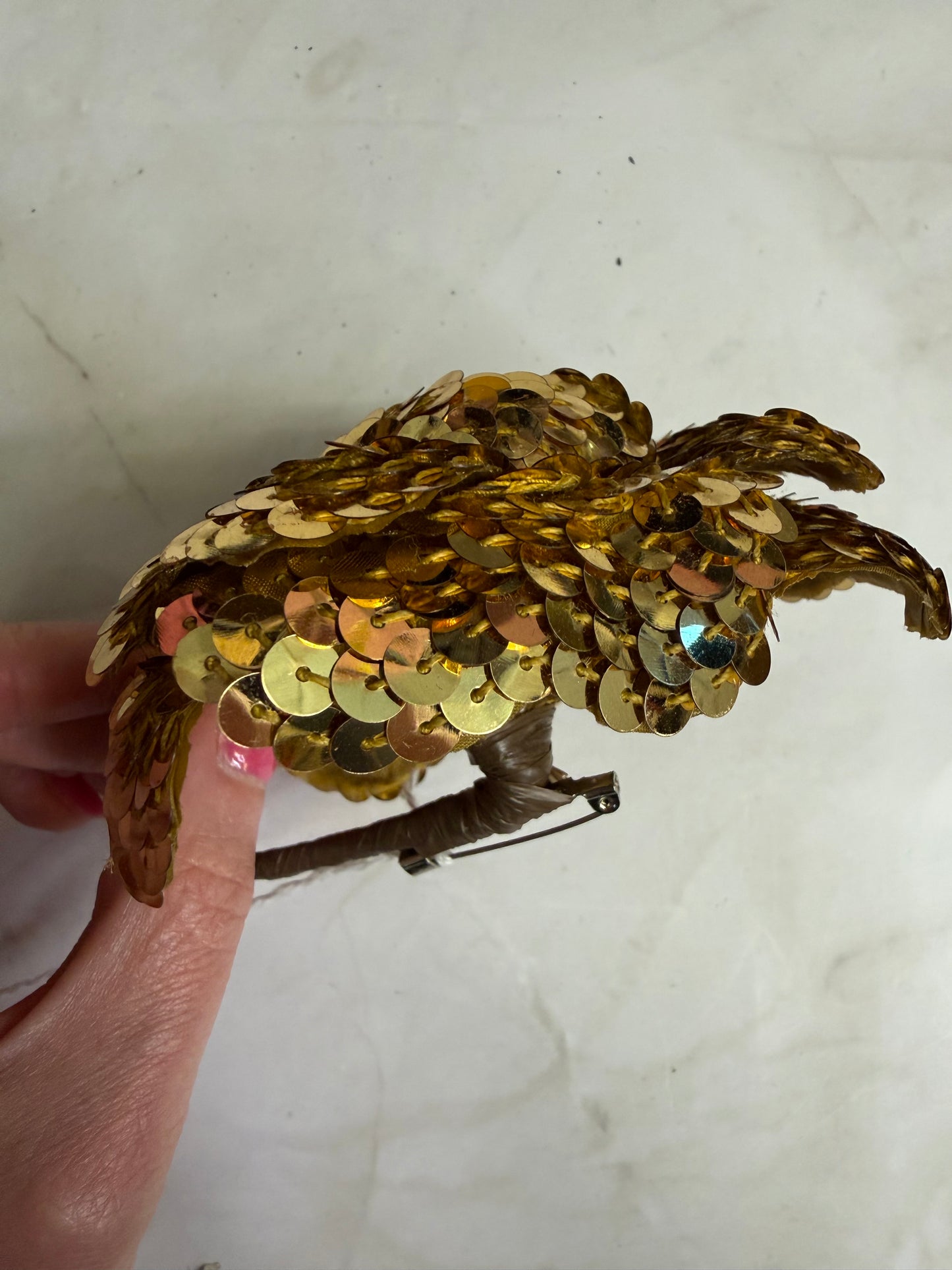 Chanel sequin gold camellia brooch in large size from the 80s