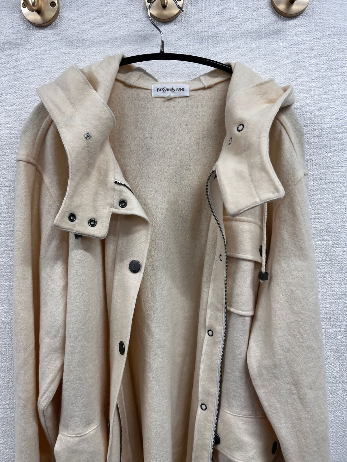 YSL Beige Logo Button hoodie jacket size L