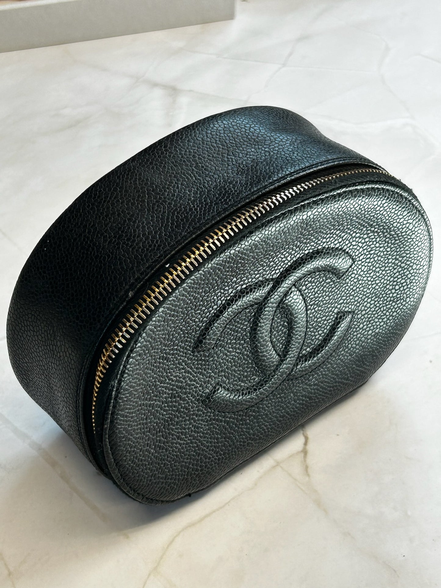 Rare Vintage Chanel Caviar Vanity with Mirror