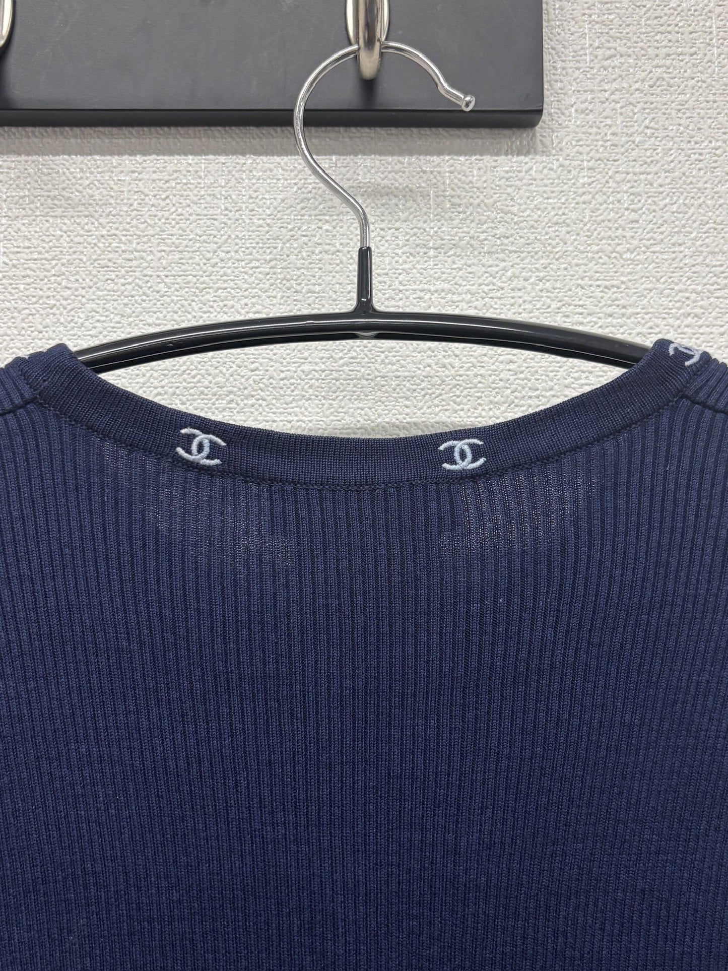 Chanel Navy CC logo on Trim Tshirt from 96C FR 46