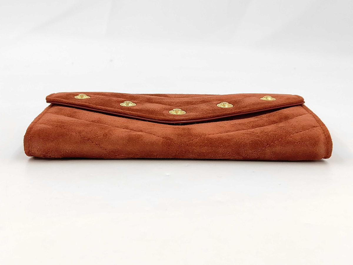 Chanel Suede small clutch / wallet with CC charms