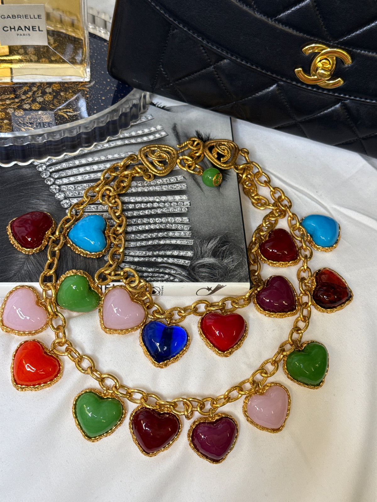 Chanel Rare Vintage Gripoix Love Heart Charm Necklace