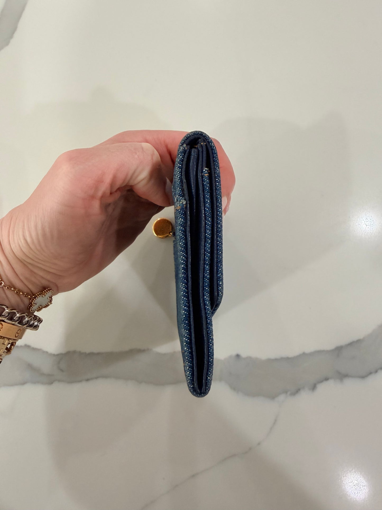 Chanel Denim Logo slim wallet