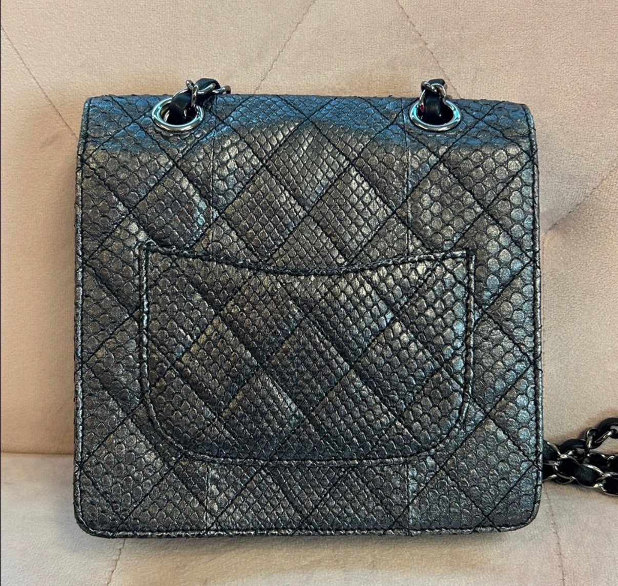 Chanel Metallic SnakeSkin Exotic Square Flap Bag