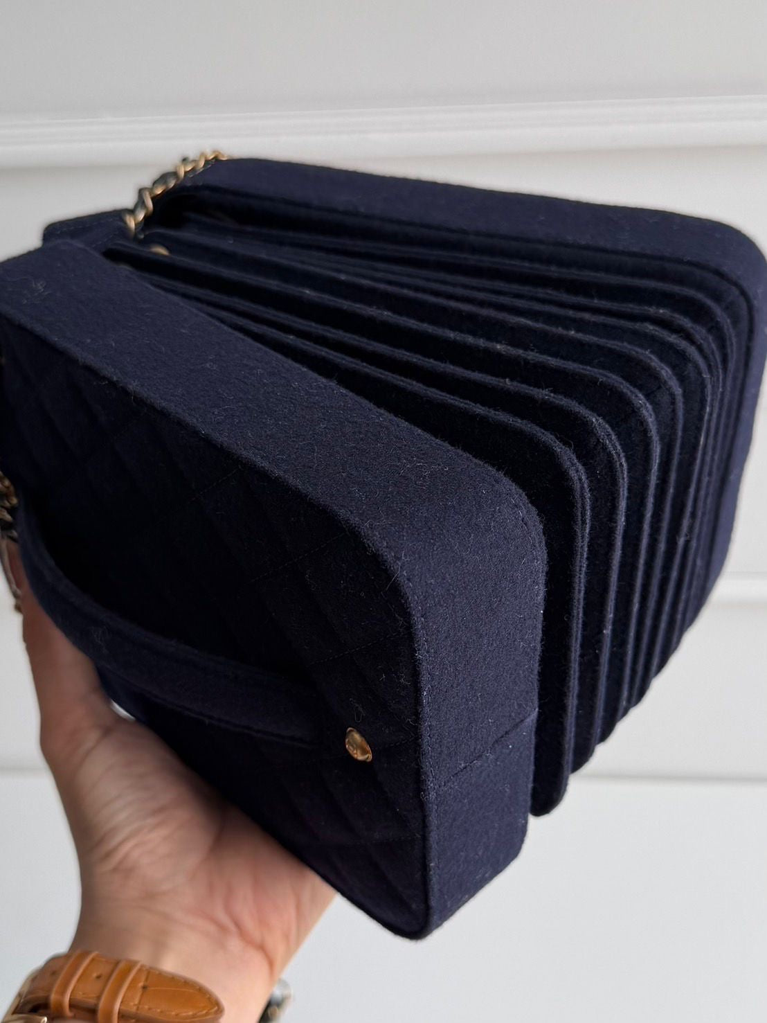 Rare Chanel Navy Accordion Bag from Paris-Edinburgh collection