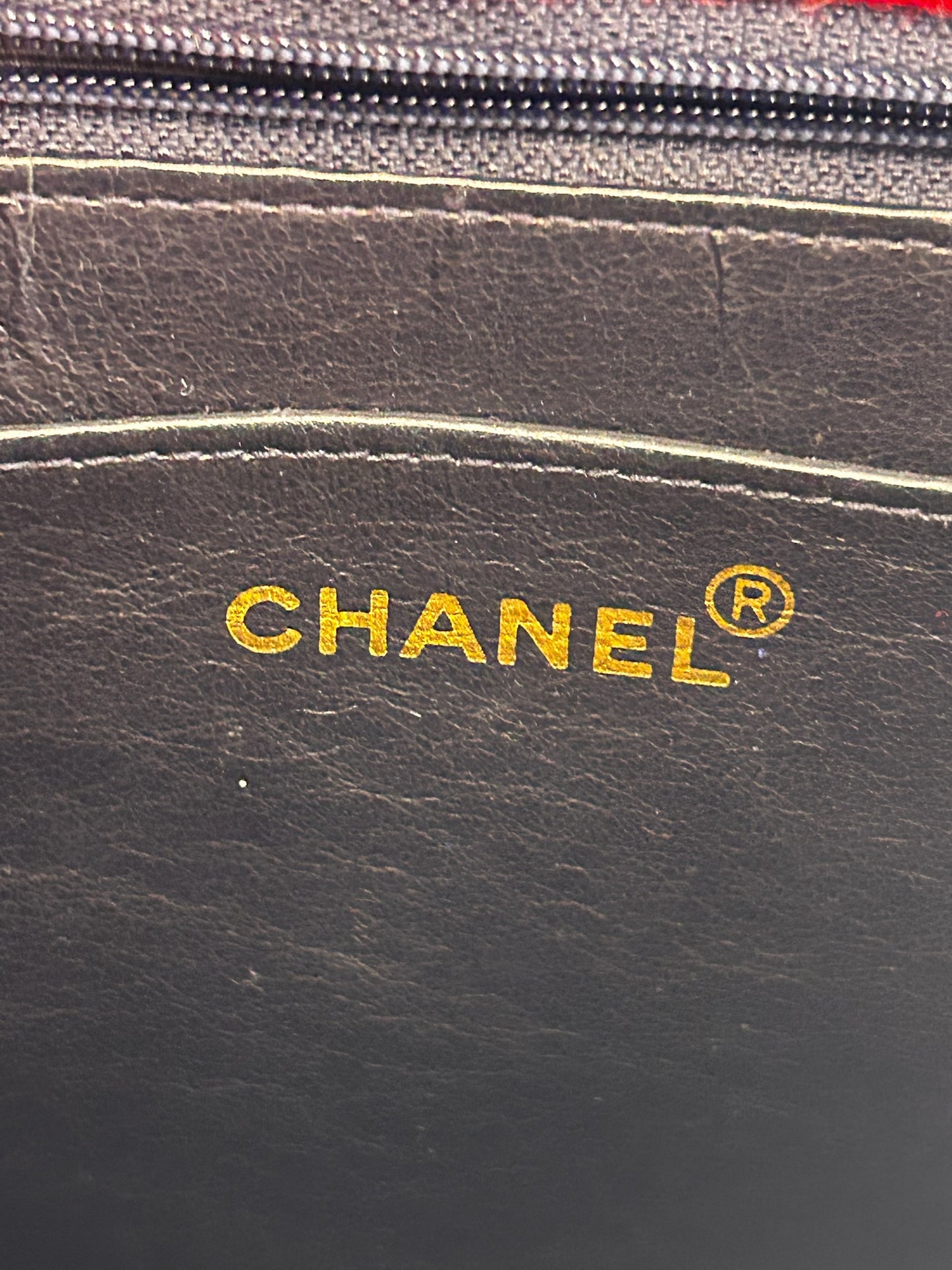 CHANEL Vintage Series 1 Flap Bag, Red Jersey Navy Leather GHW Comes W Card & COA