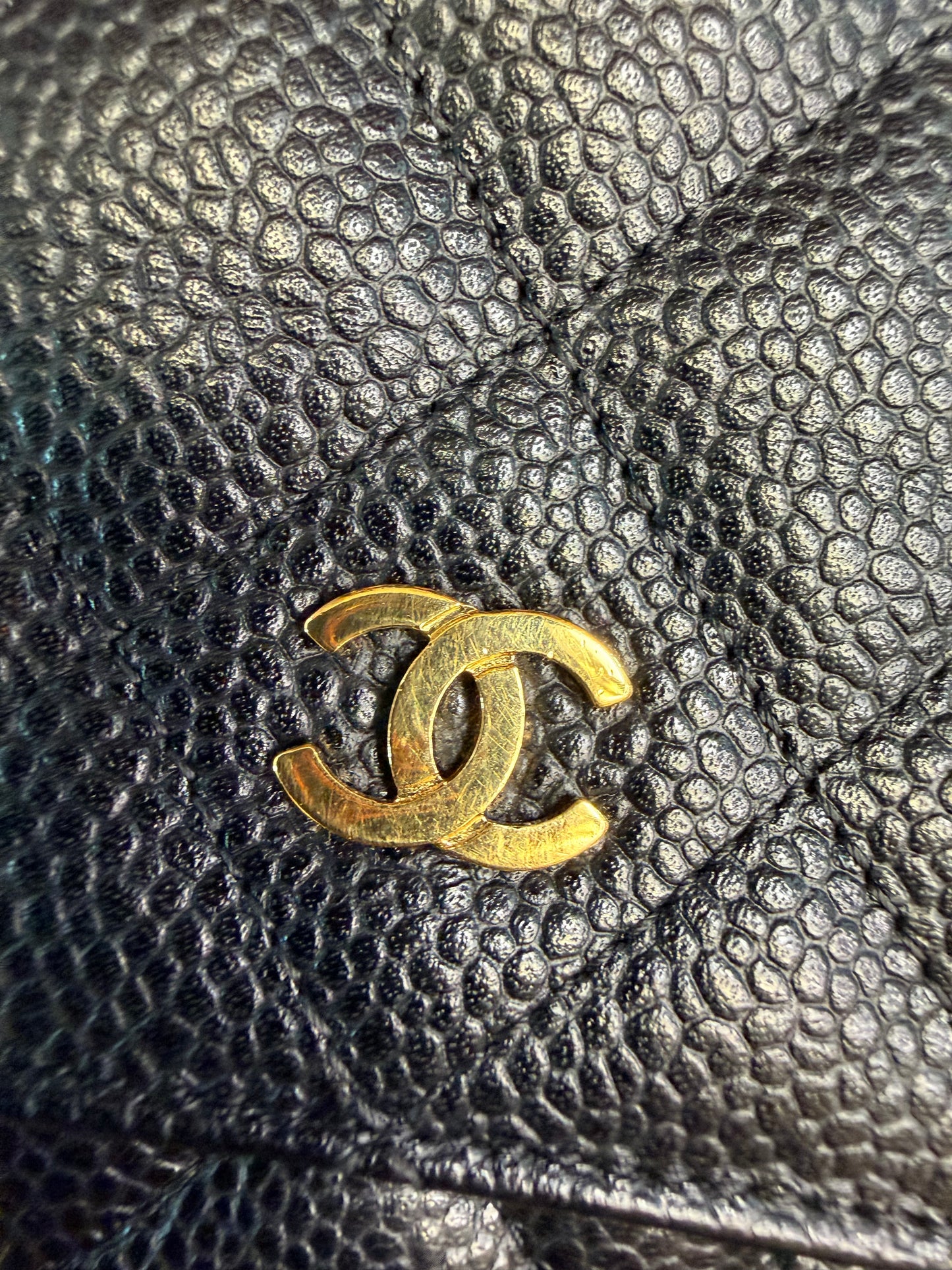Chanel Black Caviar Classic Quilted Wallet On Chain (WOC) with Gold Hardware