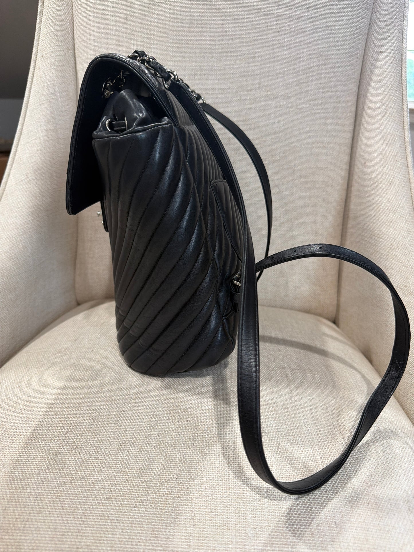 Black Chanel backpack with SHW